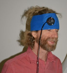 The author experimenting with Transcranial Near-Infrared Light Therapy (NILT).